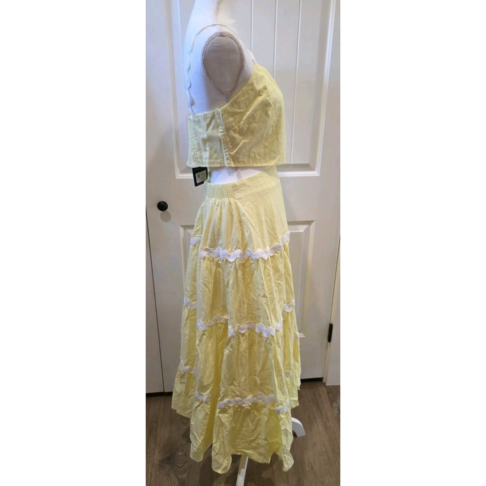 NWT Butter Yellow Two Piece Set Tank Top & Midi Skirt Size L Cottage Core Girly - Picture 5 of 12